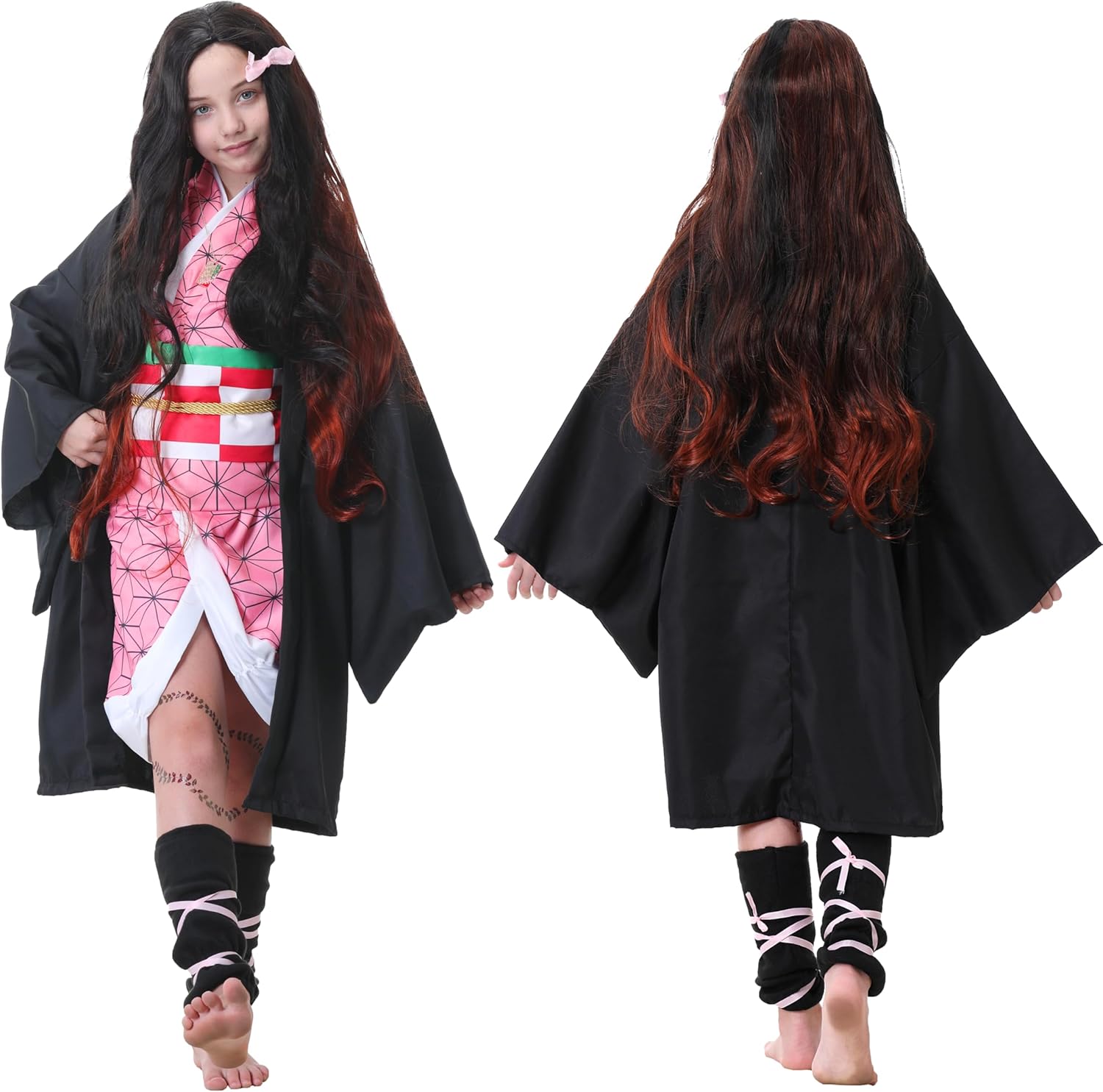 Anime Kimono Costumes Women Girls Halloween Cosplay Pink Outfits Cape Festival Uniform Dress Up with Wig - Image 5