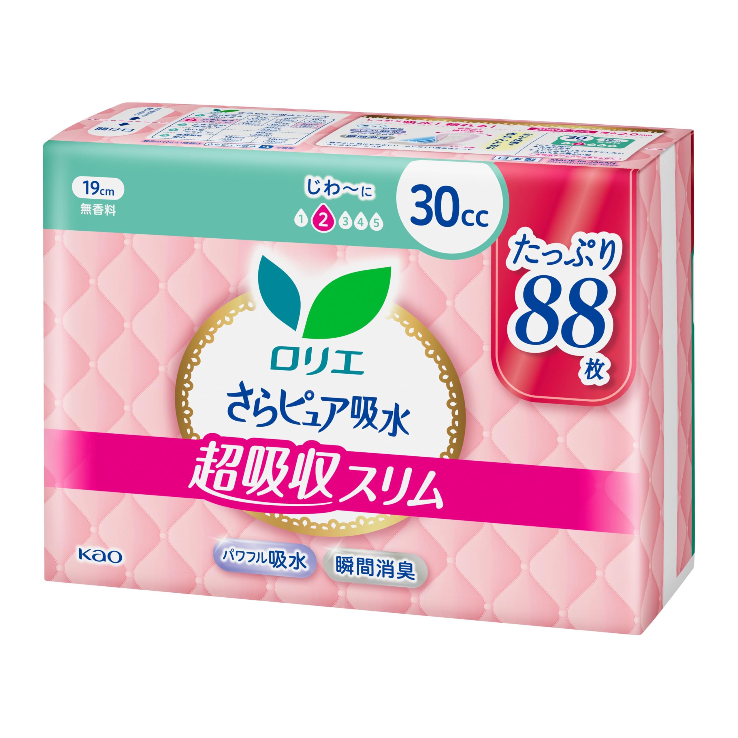 ロリエ さらピュア吸水 超吸収スリム 30cc 88枚(22枚×4パック)(パン…