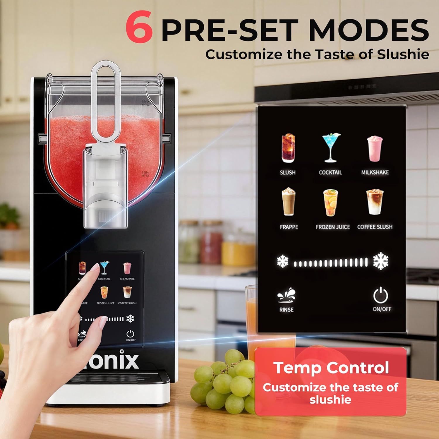 Slushie Machine No Ice Needed,64OZ Slushy Machine for Home with Auto-Clean Function,Commercial Frozen Drink Maker,6 Pre-Set Programs,LED Display,Frozen Margaritas,Frappés,Milkshake