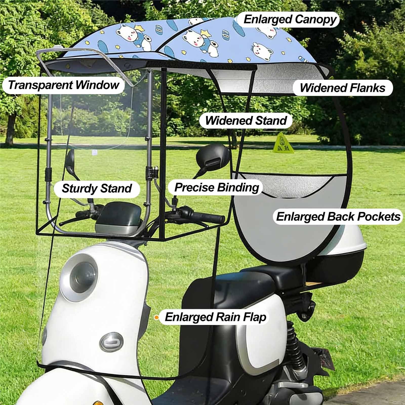Osłona przeciwsłoneczna motocykla, całkowicie zamknięty parasol skutera z przezroczystą zasłoną, wizjer przedniej szyby do motocykli elektrycznych i skuterów mobilnych