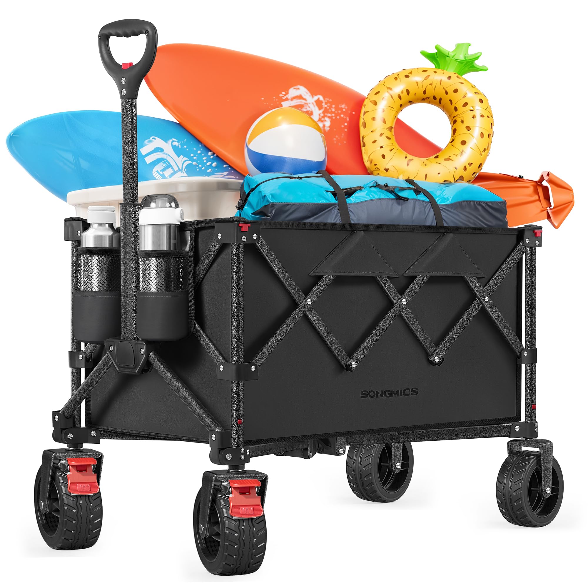 SONGMICS 40-Gallon Collaspible Wagon, Wagons Carts Foldable, for Camping Garden Outdoor, with Handle, Holds up to 330 lb, ...