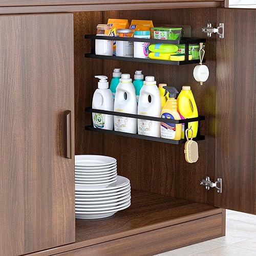 Miniatura 3 de PUSDON Cesta de metal para colgar en la pared, 2 paquetes, apta para múltiples escenas, barandilla negra grande