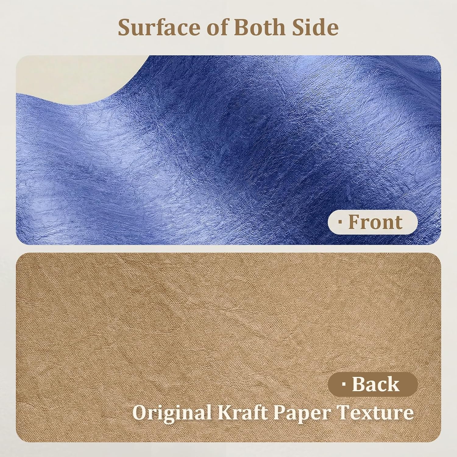Washable Kraft Paper Fabric Roll 16.9 x 58.5 Inches, 0.55mm Matte Sewable Washable Paper for Bag Making, Pouches, Notebook and Journal Covers (GZ18)
