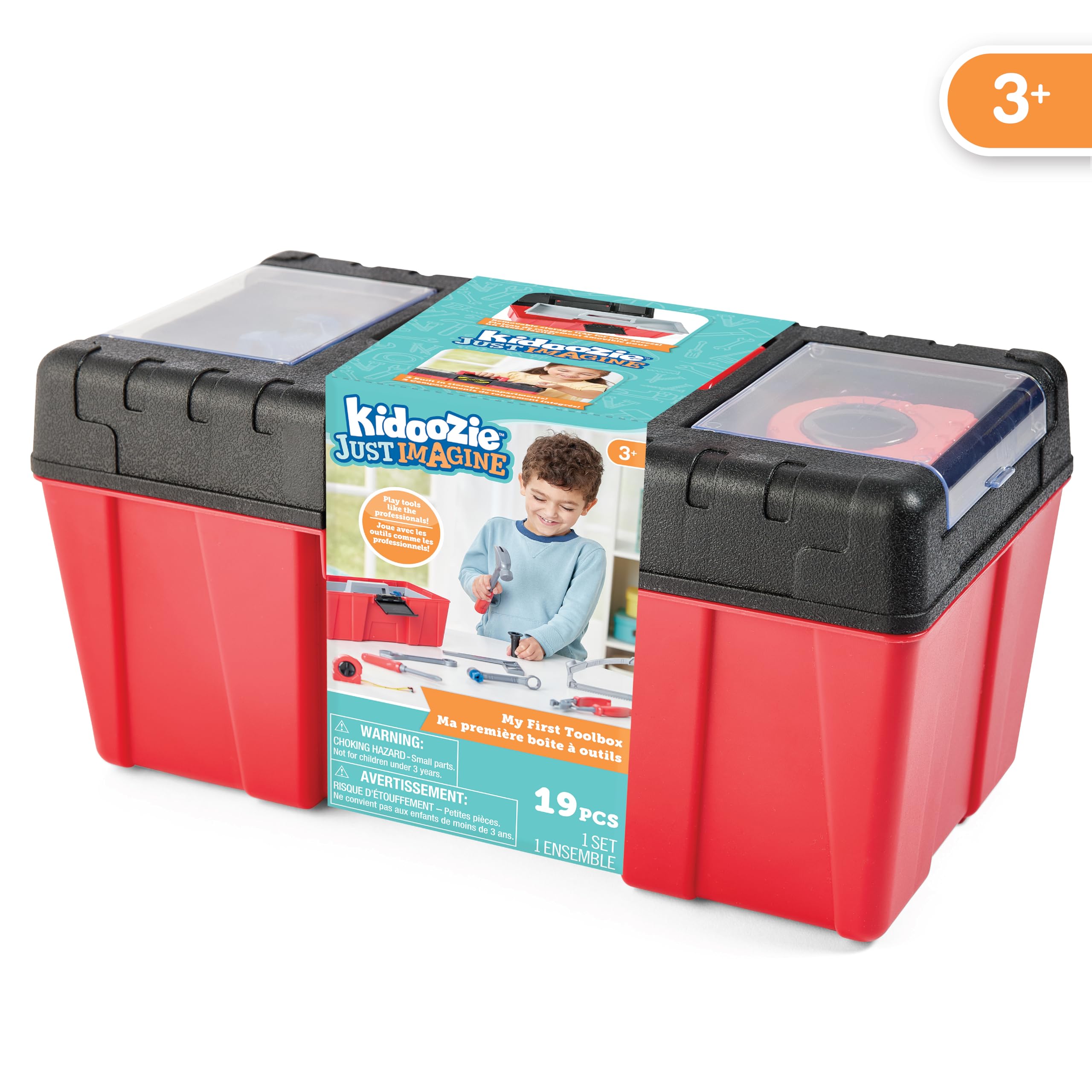 Kidoozie My First Toolbox - Build, Imagine & Learn with 19 Tools - The Perfect Pretend Play Set for Ages 3+