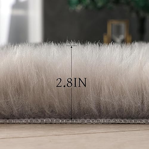 Miniatura 20 de Alfombra de piel sintética de piel de oveja, esponjosa, esponjosa, color negro, de 3 x 4 pies, para dormitorio, mesita de noche, suelo, sala