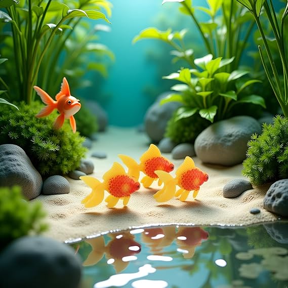 3 Pcs Artificial Goldfish Moving Aquarium Ornaments - Goldfish and Orange Fish Thematic Decor for Fish Tank