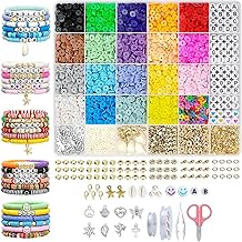 VIBE VISTA 5300 Clay Beads for Jewelry Making Kit | Colorful Clay Beads Bracelet Kit | Colorful Polymer Flat Beads Spacer Alphabet Beads with Charms Strings, DIY Craft Gift for Kids Girls Women