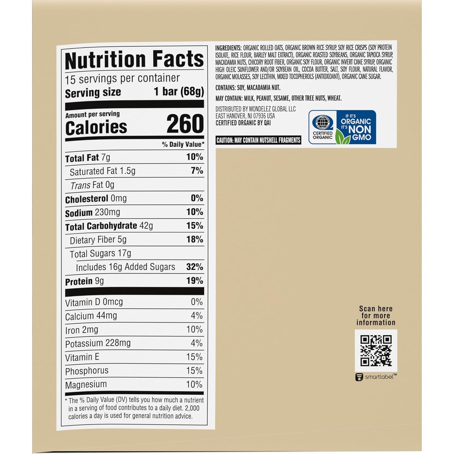 CLIF BAR - White Chocolate Macadamia Nut Flavor - Made with Organic Oats - Energy Bars - Non-GMO - Plant Based Protein Bars (15 Pack) image 14 of 16 B0CXQ5SK16