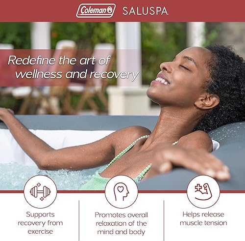 Miniatura 6 de Coleman 13804-BW SaluSpa  Jacuzzi y spa redondo con 60 chorros de aire portátil inflable para 4 personas para exteriores cubierta de jacuzzi bomba