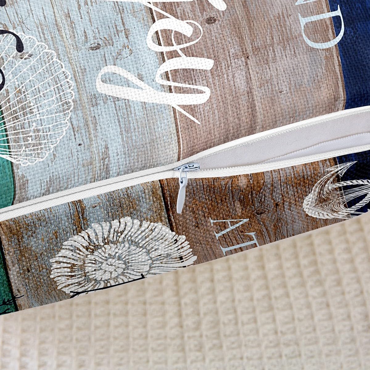 Ramirar Federa Per Cuscino Rettangolare 30x50 Cm – Stampa Acquerello Stelle Marine Su Legno Blu – Cotone Lino Sintetico