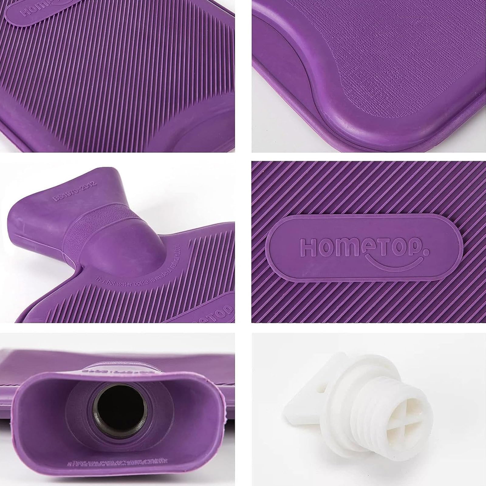 HomeTop Premium Classic - Bolsa de agua caliente de goma (morado)