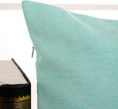 Miniatura 3 de Deconovo fundas decorativas para cojines, de una suave franela de algodón, Poliéster & Mezcla de poliéster, Celeste (Baby Blue), 18x18 pulgadass