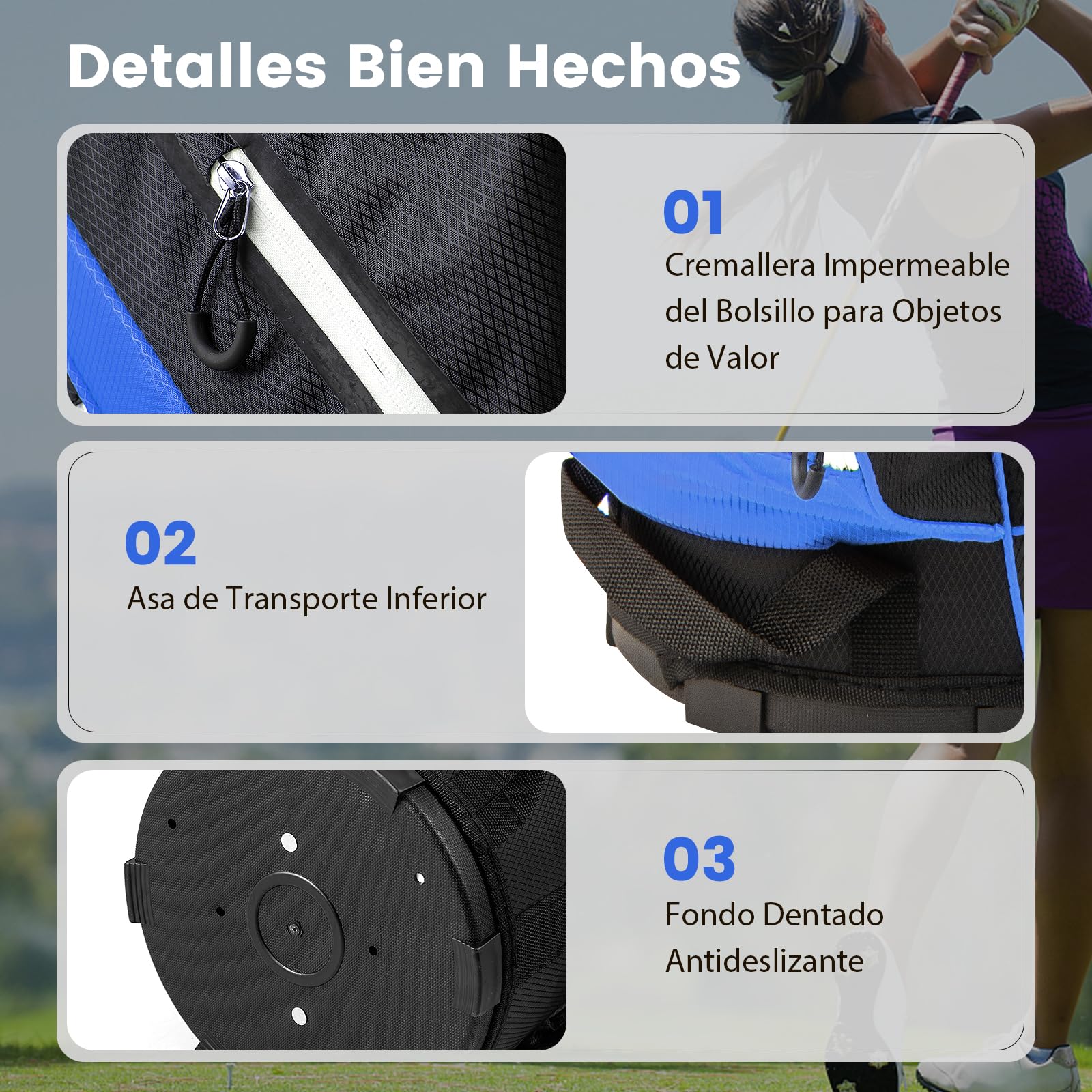 COSTWAY Bolsa de Golf, Bolsa de Palos de Golf con Separadores Superiores de 14 Vías, 9 Bolsillos, Enfriadora, para Zapatos, Soporte para Paraguas y Cubierta para Lluvia
