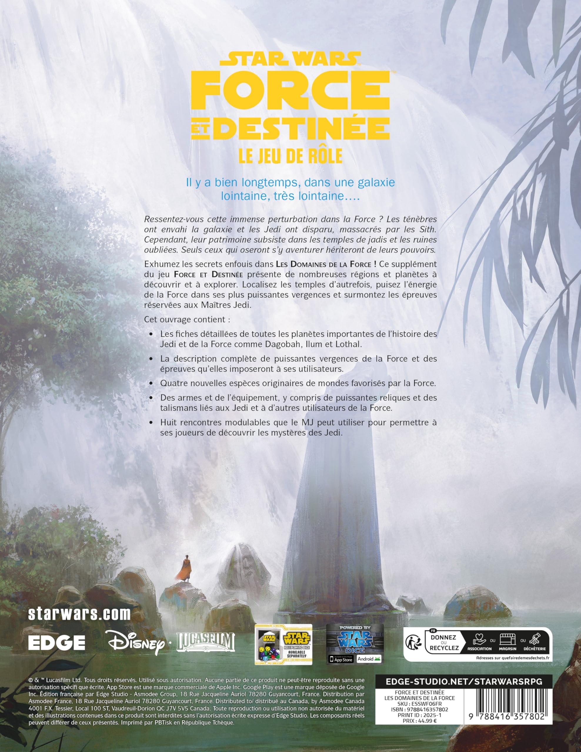 Asmodee - Star Wars: Forza e Destinato – I Campi della Forza - Edge - Supplemento JdR - Libro Gioco di ruolo - 14 Anni e + - Versione Italiana