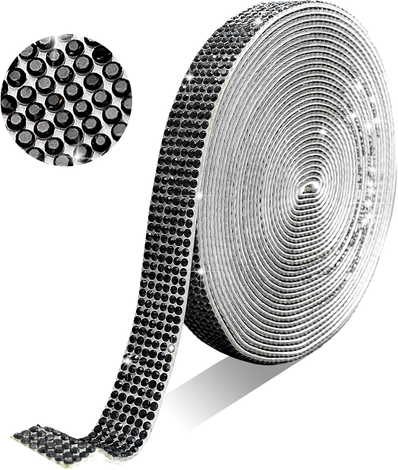 Amazon.com: JODEILIY Self Adhesive Black Crystal Rhinestone Ribbon ...