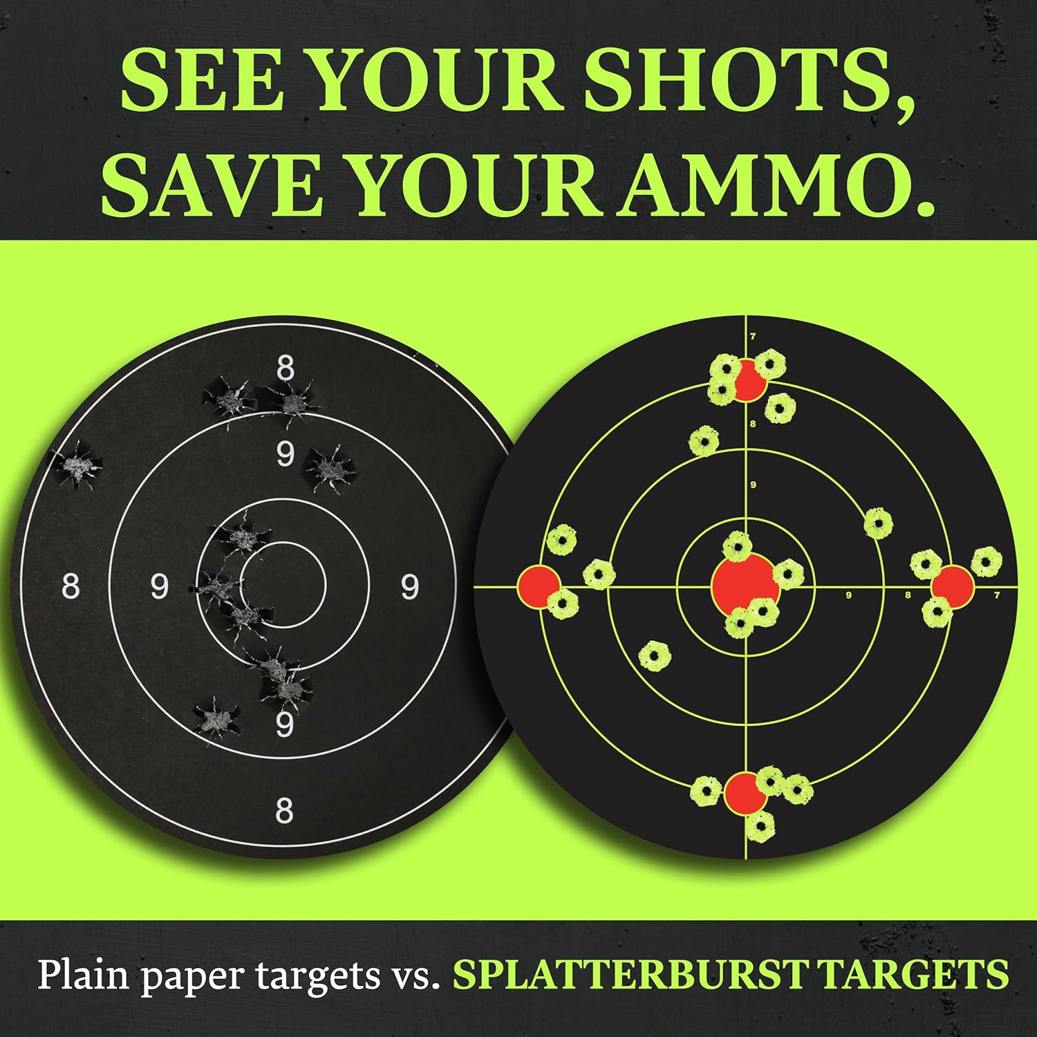 Splatterburst Targets - 8 inch Stick & Splatter Self Adhesive Shooting Targets - Gun - Rifle - Pistol - Airsoft - BB Gun - Pellet Gun - Air Rifle - Made in USA