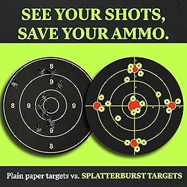 Splatterburst Targets - 8 inch Adhesive Stick & Splatter Reactive Shooting Targets - Gun - Rifle - Pistol - Airsoft - BB Gun - Pellet Gun - Air Rifle (100 Pack)