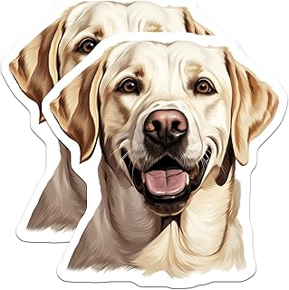 (2 Pack) Yellow Lab Stickers - Labrador Retriever Decor - Dog Mom Accessories - 5" On Longest Side - Sticks to Smooth Flat Surfaces - Made in USA - BMCS25784