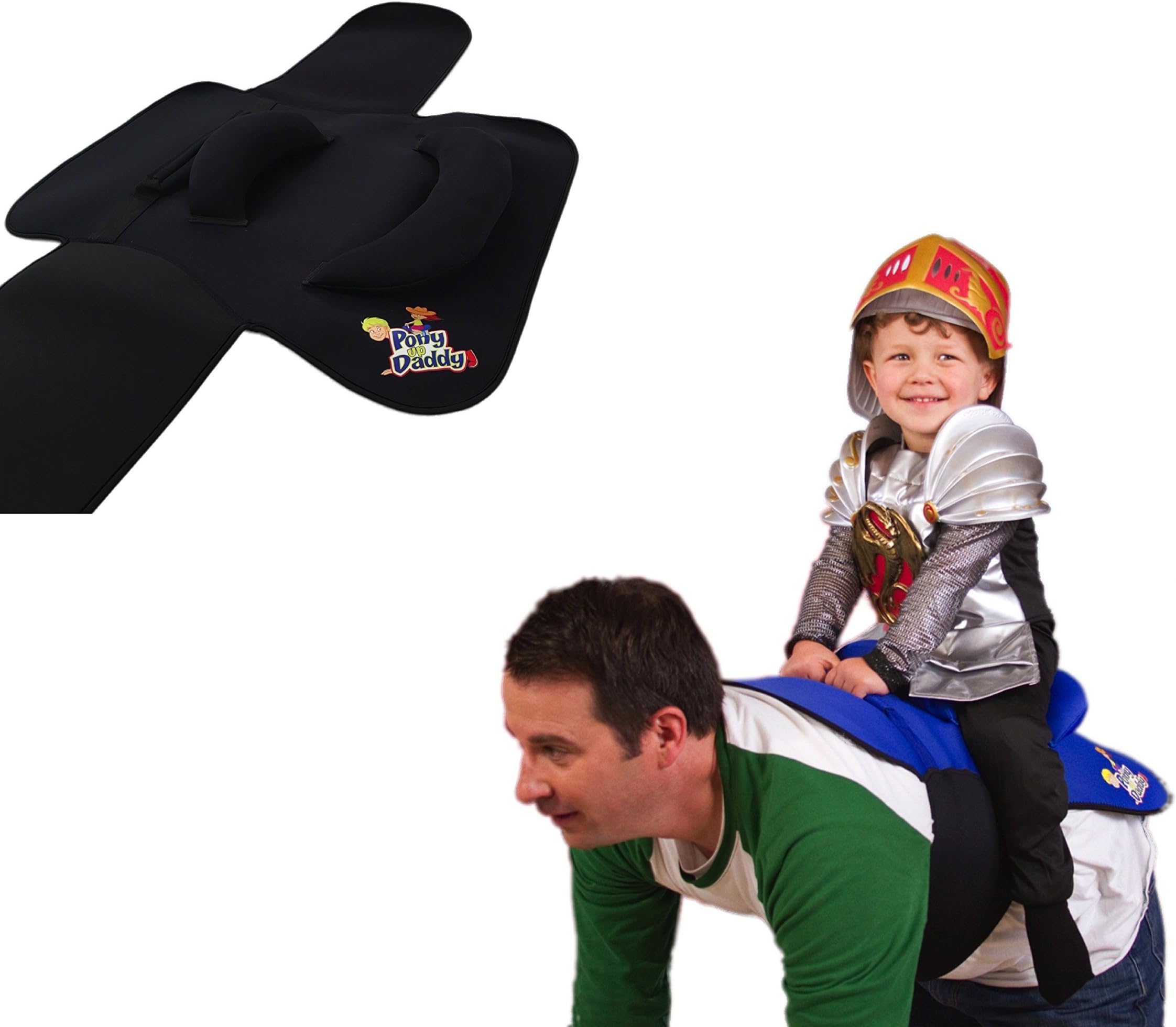 Neoprene Parent Saddle with Easy Close Strap - Features Padded Seat and Grab Handle for Safe and Comfortable Play Pony Rides - Fits Up to 50" Chest Size - Bandit Black