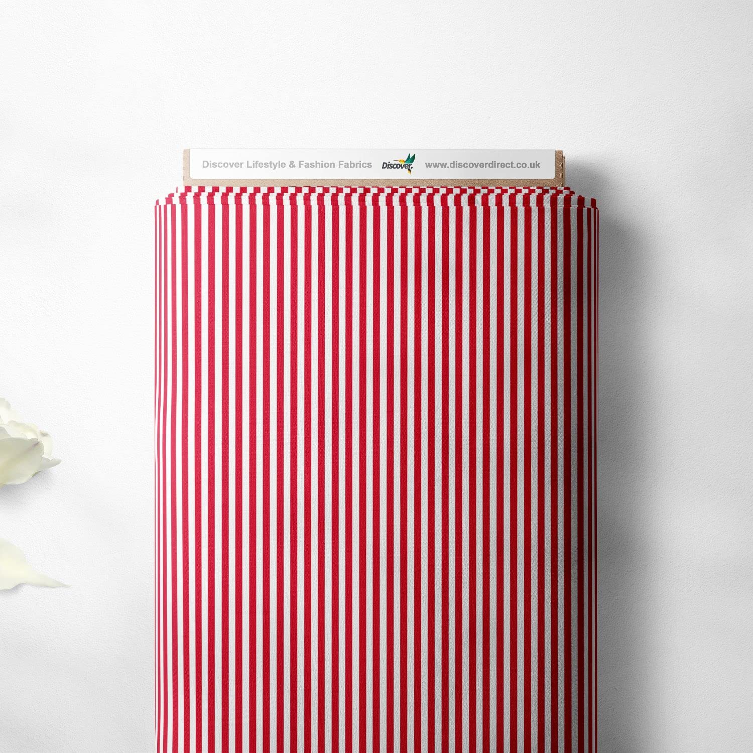 100% Cotton Candy Stripe Lines Design Children Kids Craft Quality Fabric Material | 55" - 140 cm Wide (Per Quarter Metre, Red)