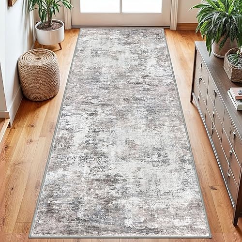 Miniatura 47 de Alfombra moderna y abstracta de área pequeña para interior de 3 x 5 pies, alfombra lavable, antideslizante, suave, verde salvia, gris, alfombra de