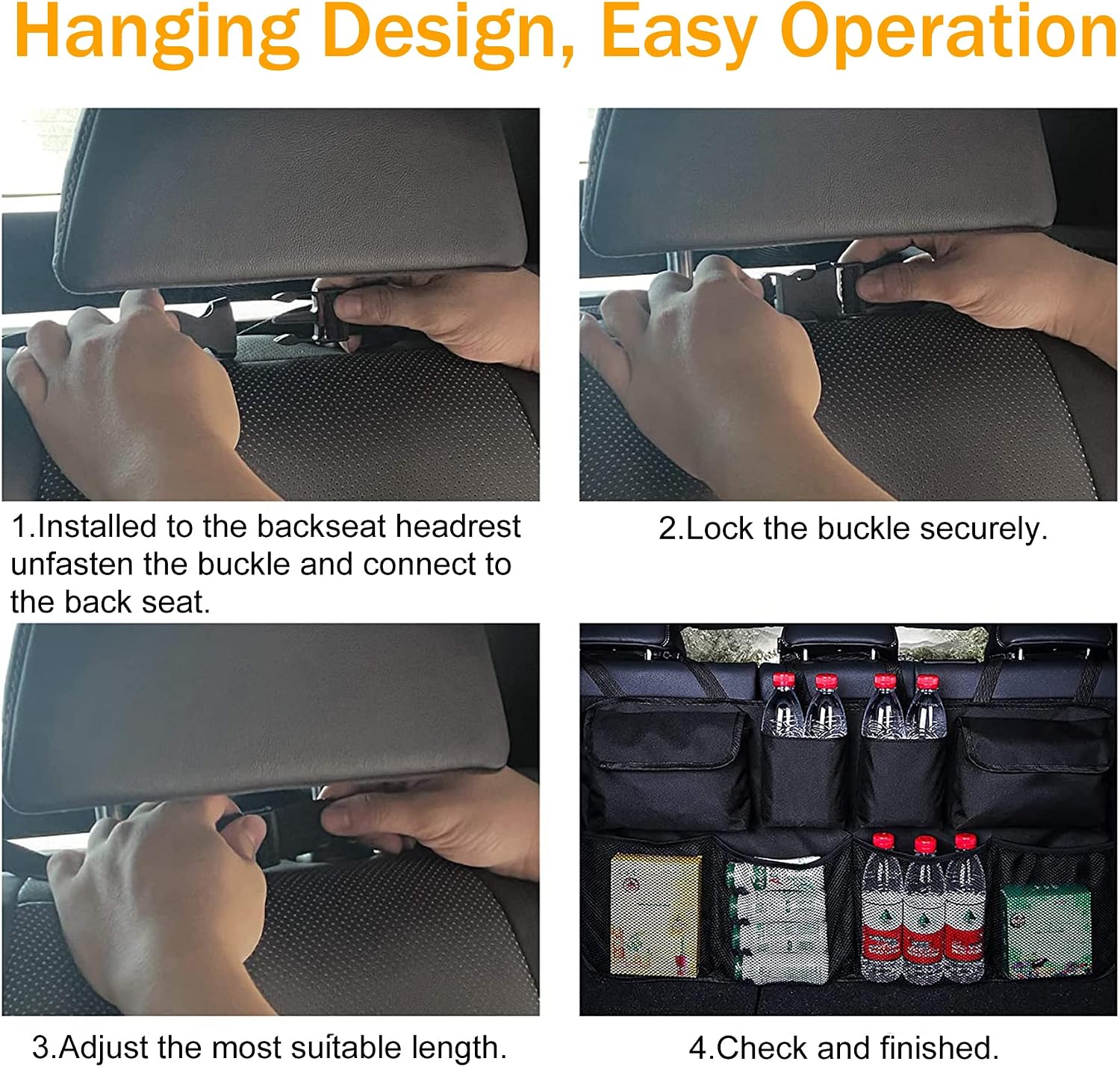 JUSTTOP Car Organizer Backseat Car Storage for SUV Trunk, Car Trunk Tidy Storage Bag with Lids