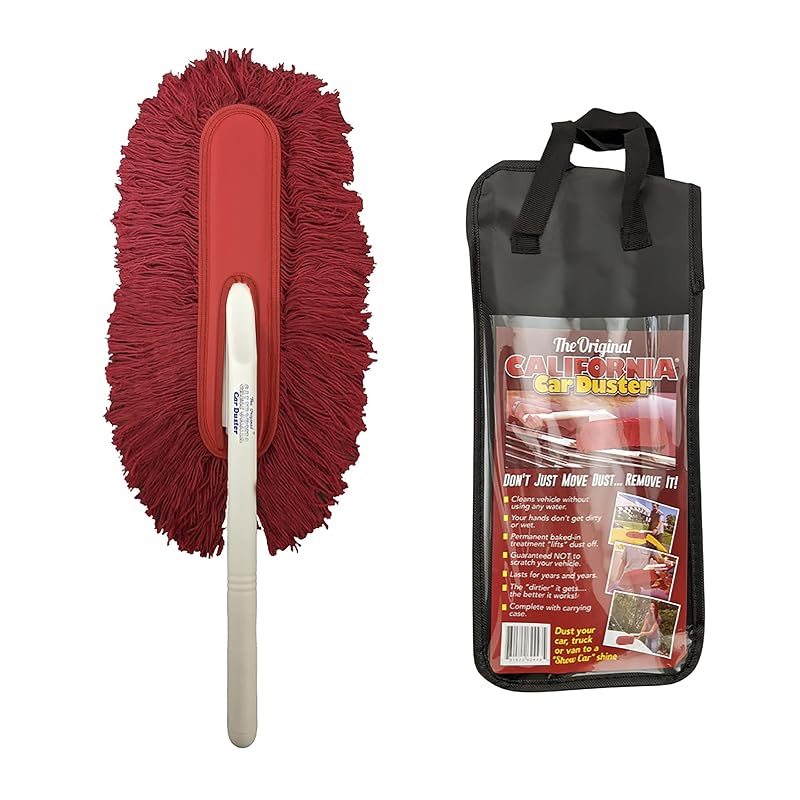 Espanador automotivo California Car Duster com cabo plástico e mop de algodão vermelho 73554