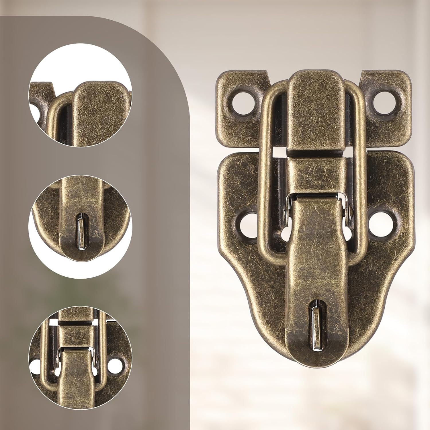 2-Pack Bronze Toggle Hasp Latches Hardware, Retro Bronze Style Toggle Latch for Wood Boxes Metal Duckbilled Hasp Latch Catch Antique Small Box Latches with Screws for Jewelry Box Chest Cabinet Crafts