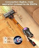 VACTechPro Cordless Vacuum Cleaner, 35KPA 6-in-1 Stick Vacuum, Up to 45Mins Runtime Lightweight Vacuums with Detachable Battery, for Hardwood Floor Carpet Car Pet Hair (Yellow) - 2