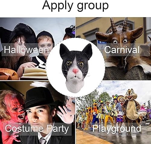 Miniatura 6 de Molezu Máscara de Halloween para disfraz de fiesta de látex con diseño de gato gato infeliz