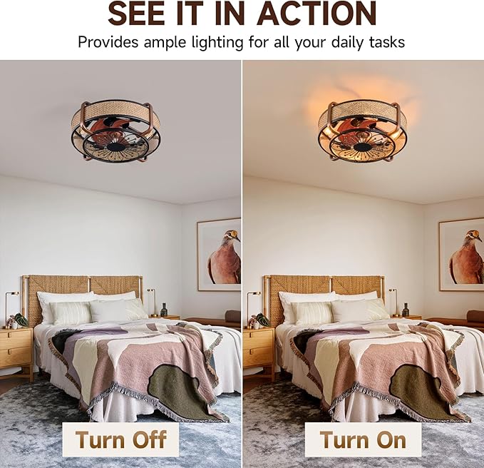 Ventilador de Techo 18.9 Pulgadas Con Luz y Control Remoto 6 miniatura 8