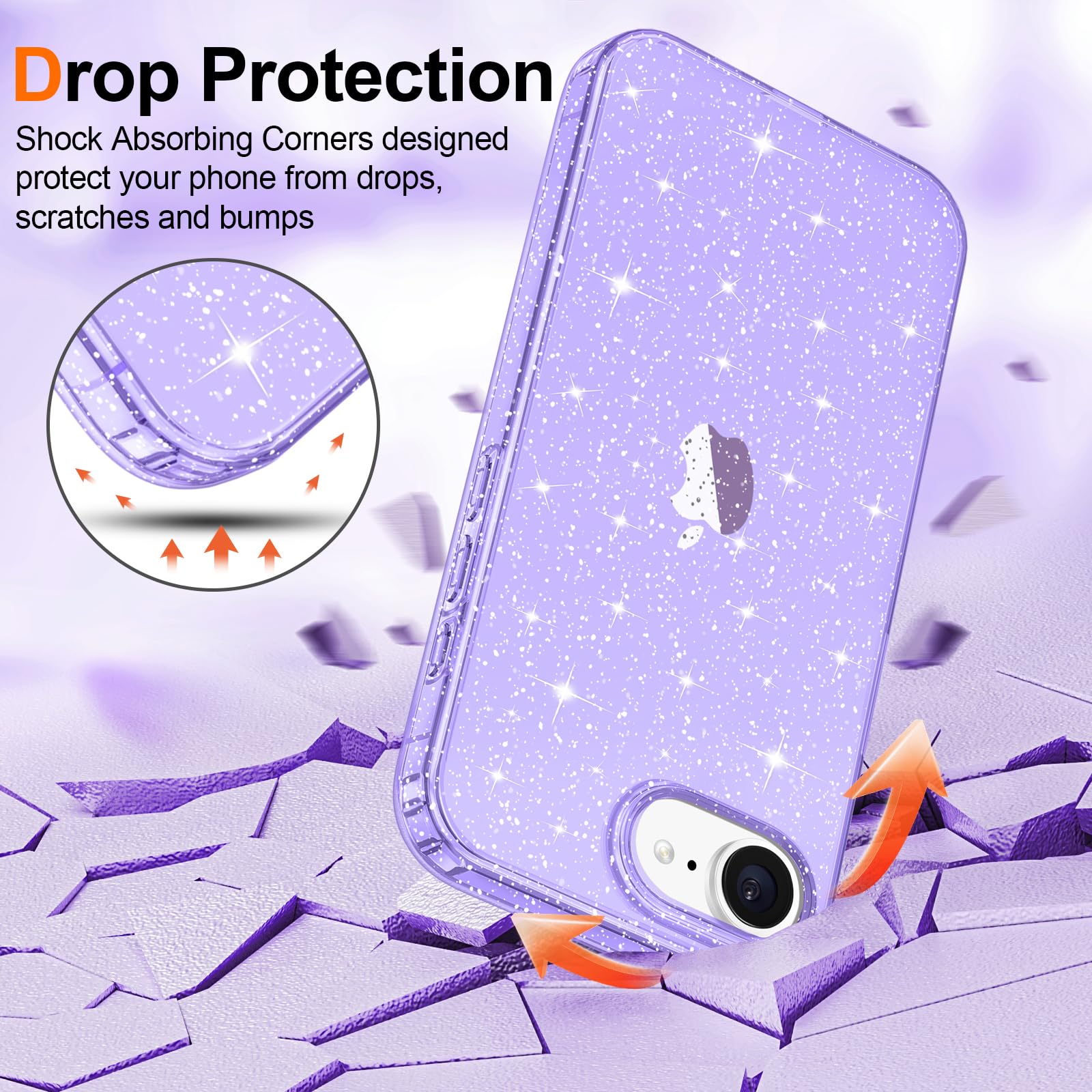 Riccase For IPhone 11 Case, Clear Cute Glitter Sparkly Transparent Phone Case For Women Girls, Soft TPU Anti-Yellow & Shockproof Protective For IPhone 11 6.1 Inch, Purple Glitter - View #9