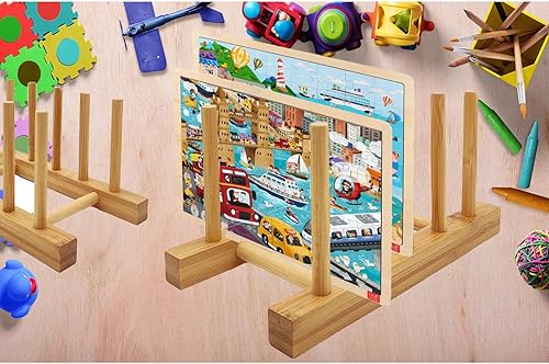 Miniatura 4 de Soporte de exhibición de madera para rompecabezas de 2 piezas, estante organizador de rompecabezas para adultos amantes de la colección de