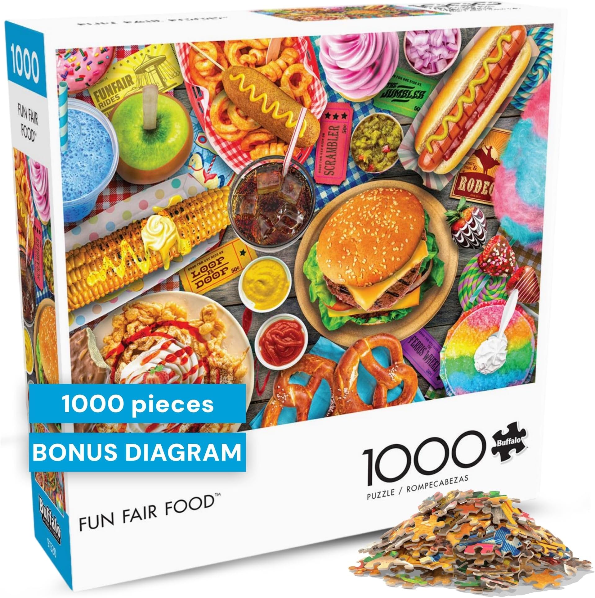Buffalo Games - Fun Fair Food - Lars Stewart - 1000 Piece Jigsaw Puzzle for Adults - Vibrant Summer Fair Scene with Mouth-Watering Treats - Challenging Puzzle Perfect for Game Nights - Made in the USA