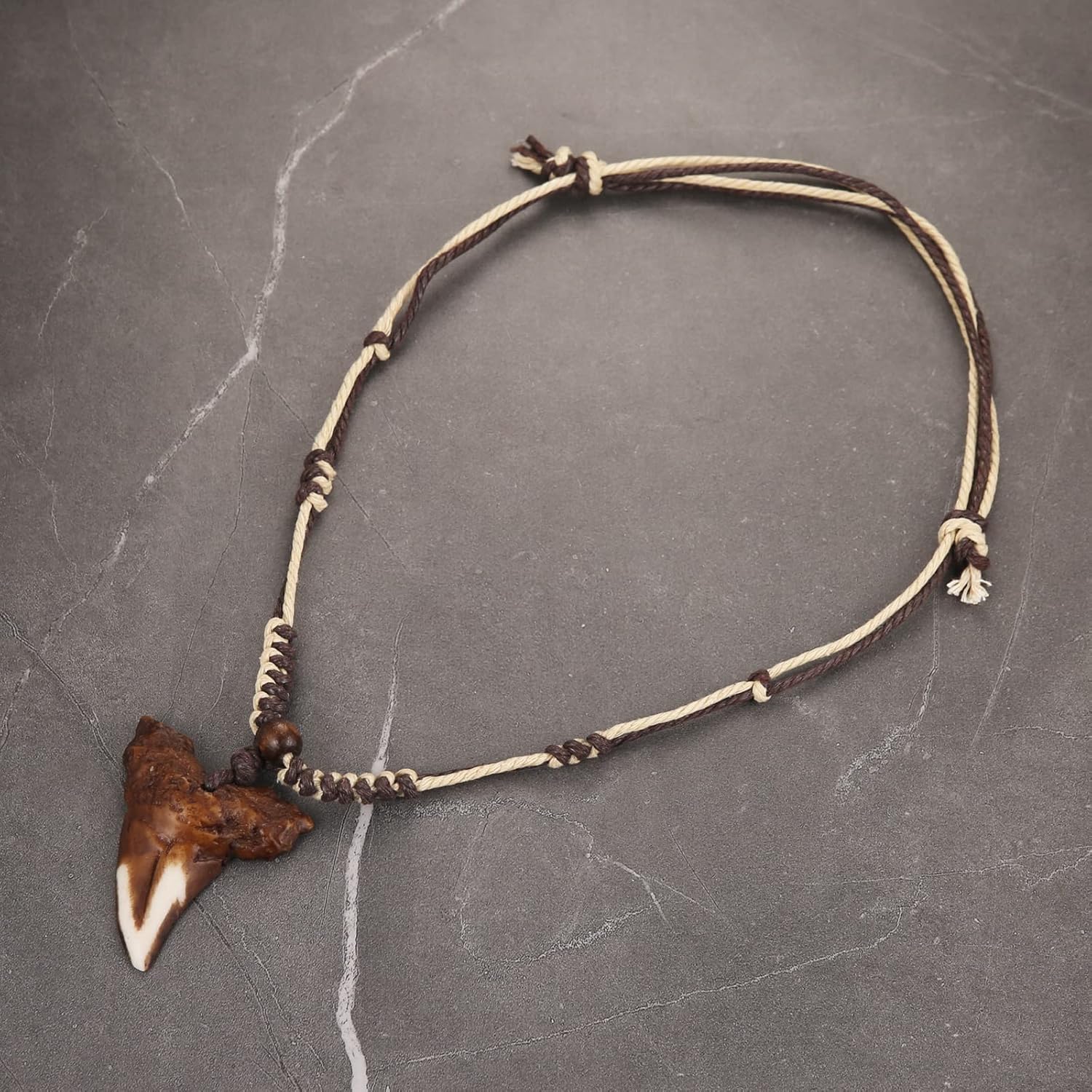 HZMAN Hawaiian Shark Teeth Resin Pendant - Adjustable Cord Surfer Necklace - Cool Surfer Hawaiian Beach Style Jewelry - Image 4