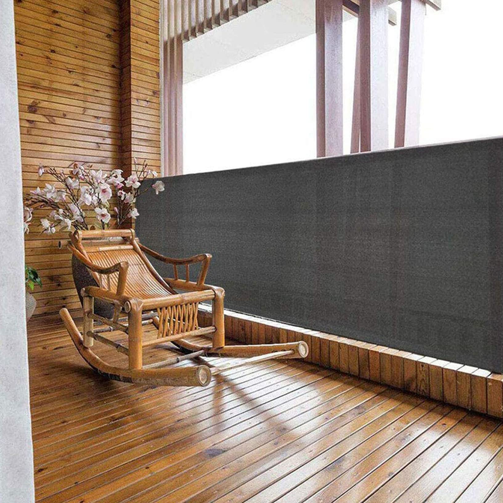 Pokrowiec na balkon, 1 x 9,5 m, odporny na promieniowanie UV i wiatroszczelny, wodoodporny ochraniacz na werandę, PCW, ochrona przed promieniowaniem UV, osłona przeciwwiatrowa, na zewnątrz, podwórko,