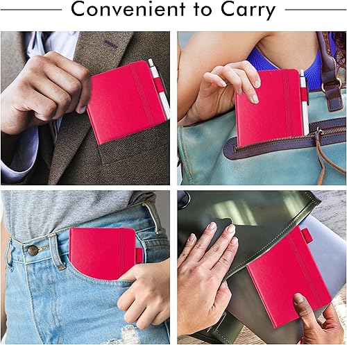 Miniatura 5 de feela Paquete de 3 cuadernos pequeños de bolsillo, mini bloc de notas lindo bloc de notas de tapa dura con rayas universitarias con soporte para