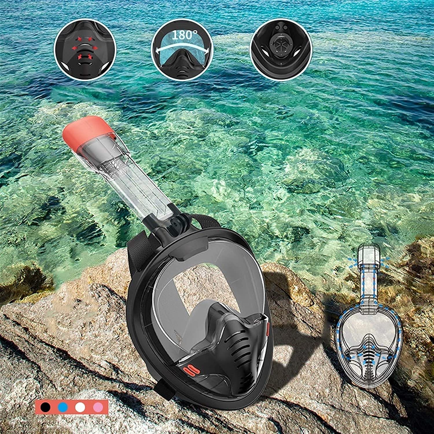 Maschera da Immersione, Maschera Subacquea Integrale for Snorkeling, for Uomo e Donna, for Nuoto, respirazione Subacquea, antiappannamento