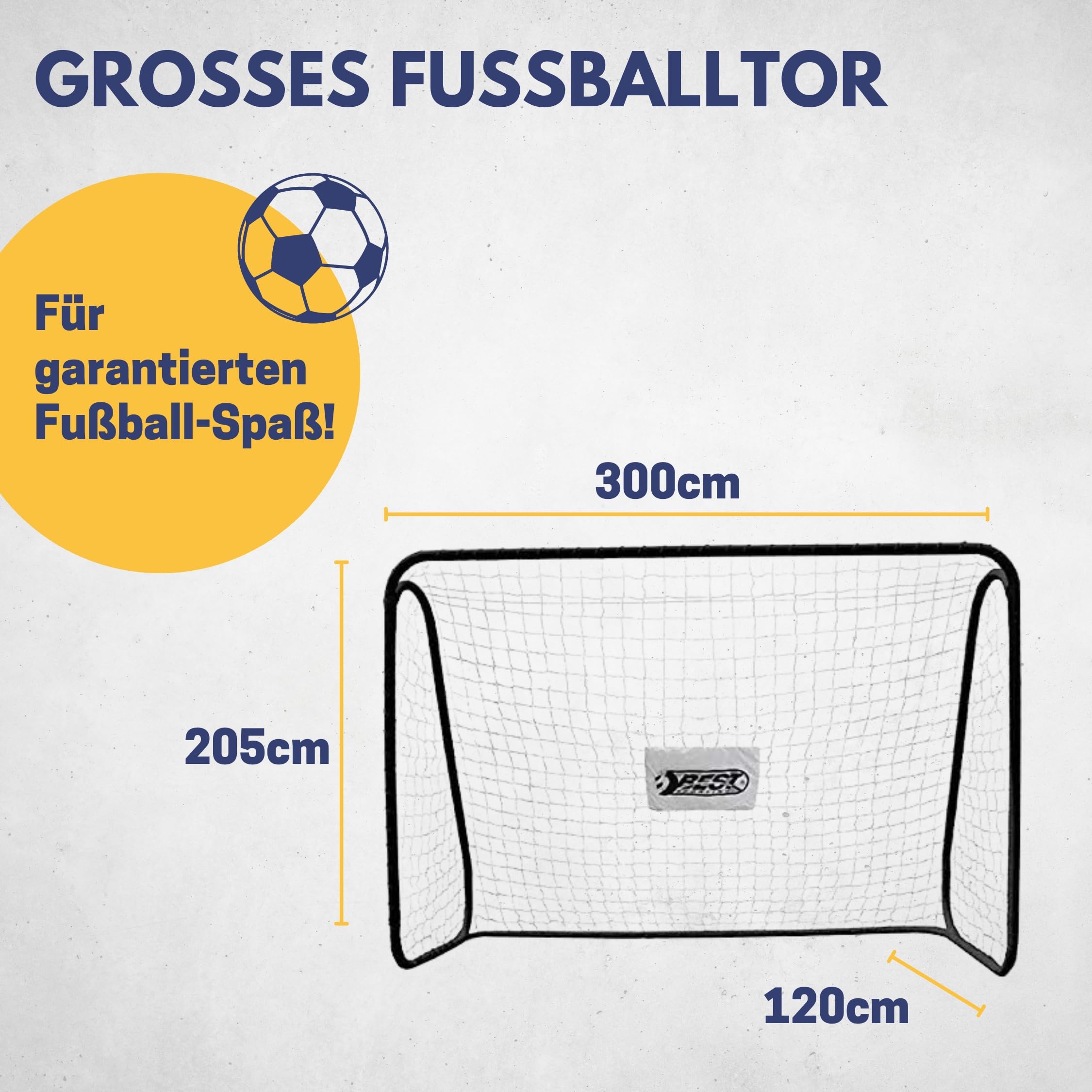 Best Sporting Fußballtor 300 x 205 x 120 cm in Schwarz I Fußball Tor mit Metallrahmen I Fußballtor für Kinder & Erwachsene I Fussballtore für Garten inkl. Heringe & Befestigungsseil