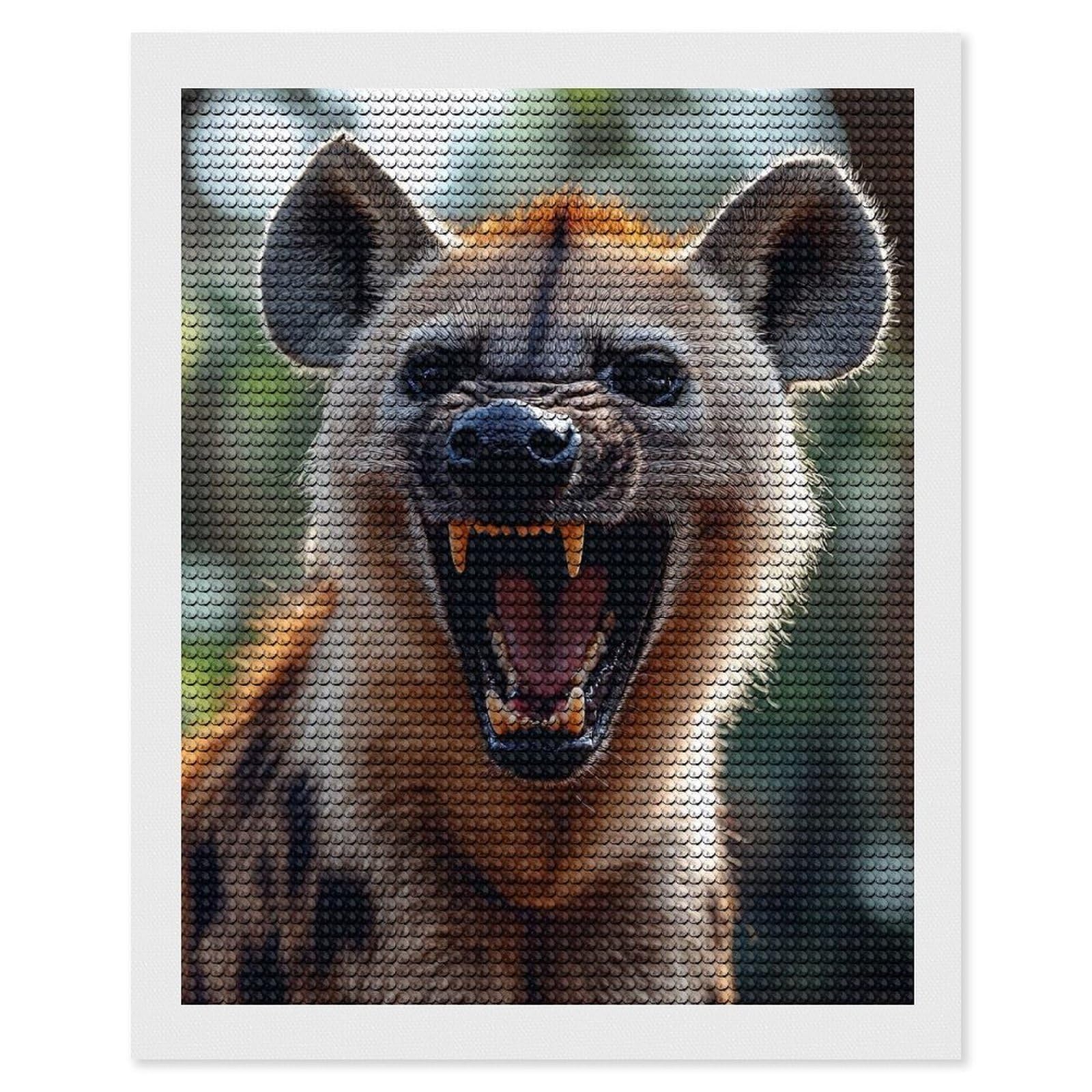 Junmoney Snarling Hyena Portrait Diamond Painting Canvas Set 16"x20", for Women, Pleasing Wall Art Project, Aesthetic Room Decor, Gift Idea
