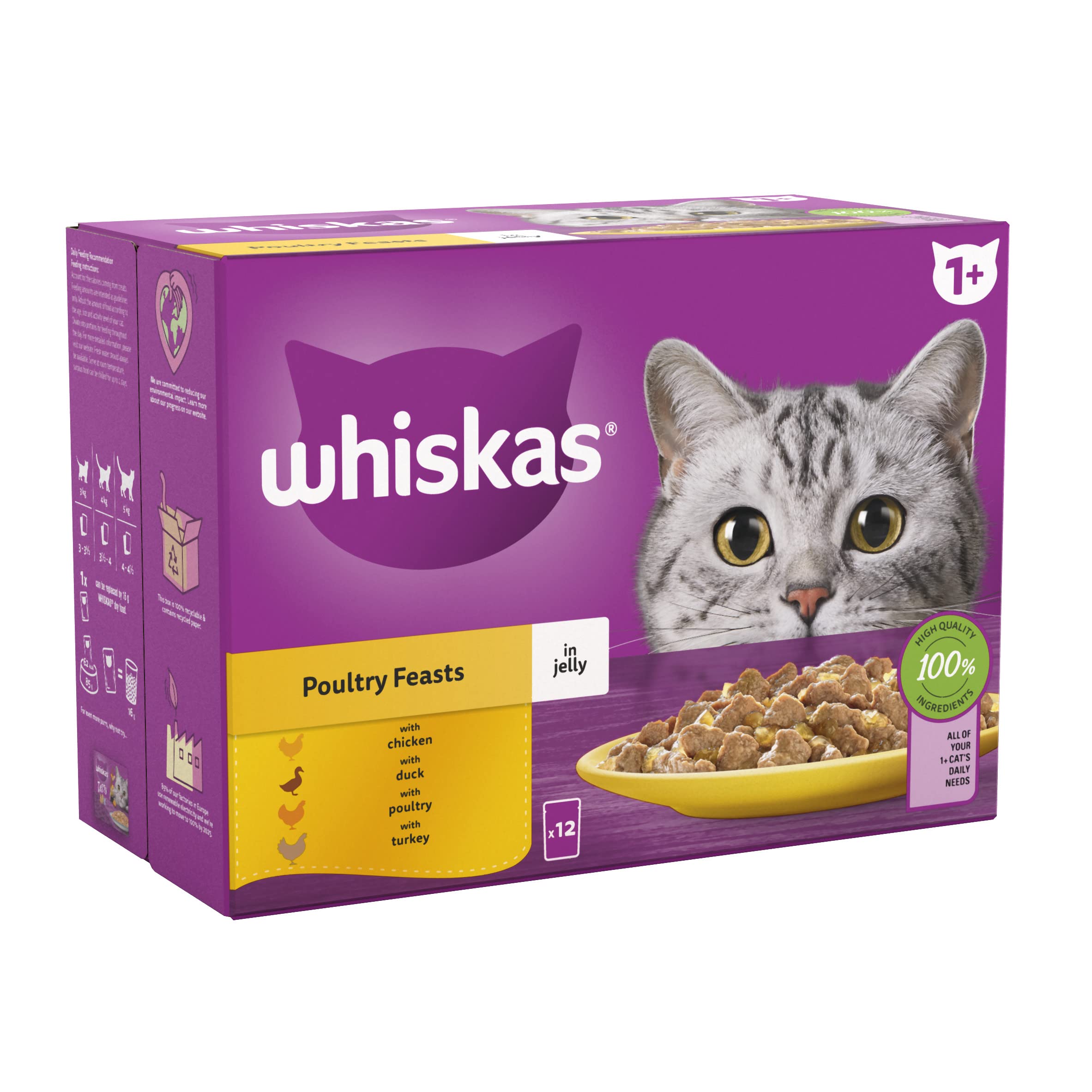 WHISKAS 1+ Cat Pouches Poultry Feasts in Jelly 12 x 85 g Amazon.co.uk