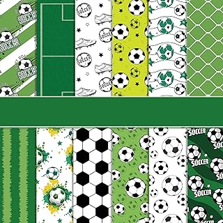 VIVIQUEN 24 Pack Soccer Pattern Double-Sided Paper, 12-inches Ball Game Textured Scrapbook Paper Craft Paper Folded Flat for DIY Background Card Making Scrapbook Photo Album Decor - Buy now
