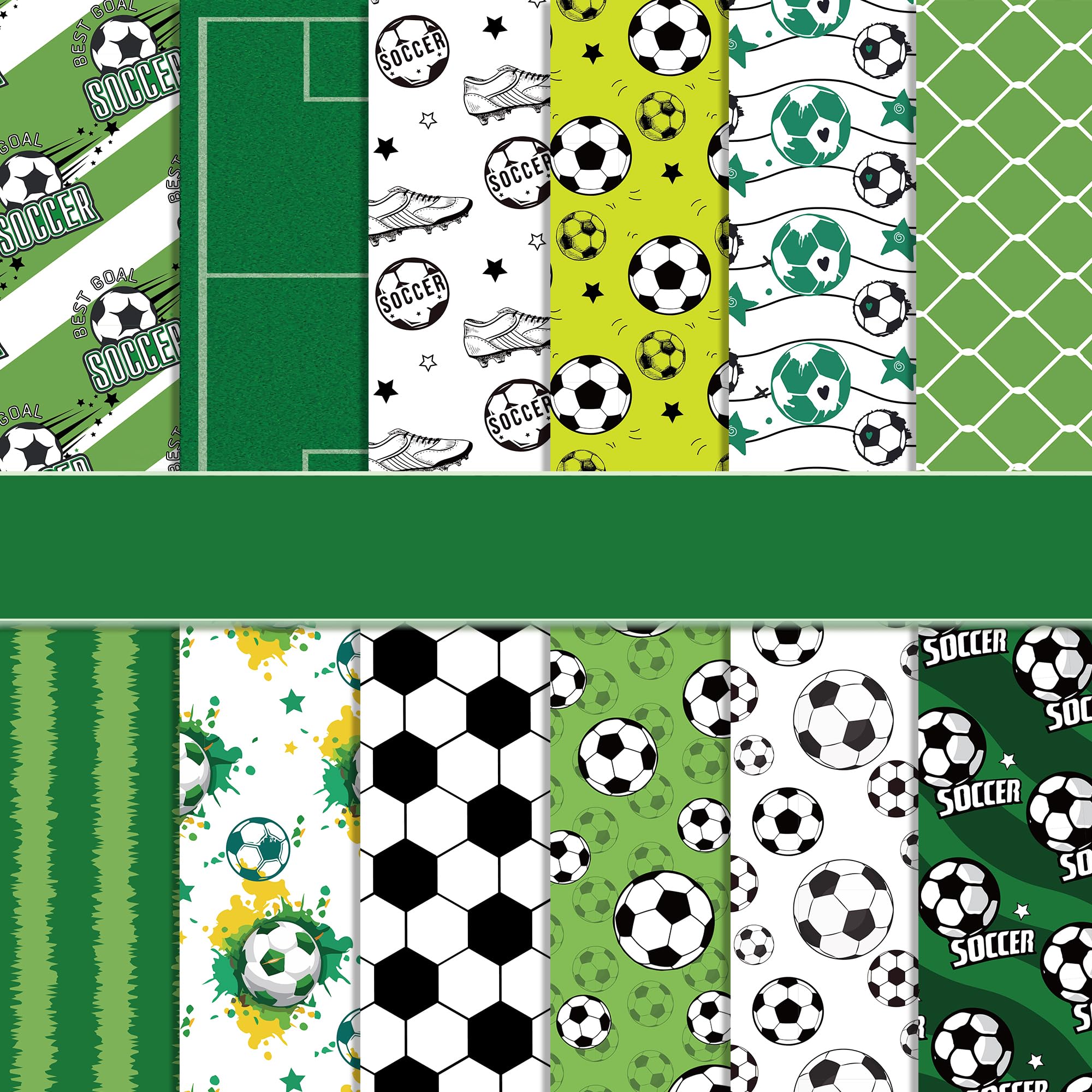 VIVIQUEN 24 Pack Soccer Pattern Double-Sided Paper, 12-inches Ball Game Textured Scrapbook Paper Craft Paper Folded Flat for DIY Background Card