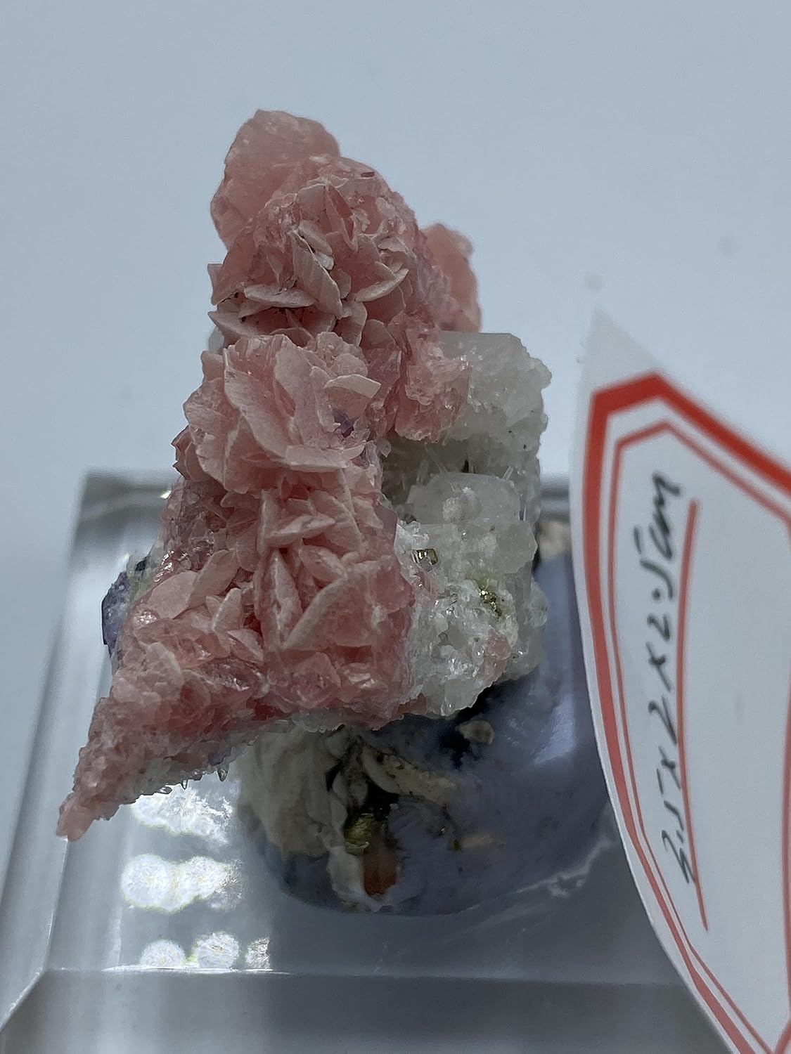 Natural Rhodochrosite with Quartz Mineral Crystal Specimen from China Rare Rough Stone Display Collection