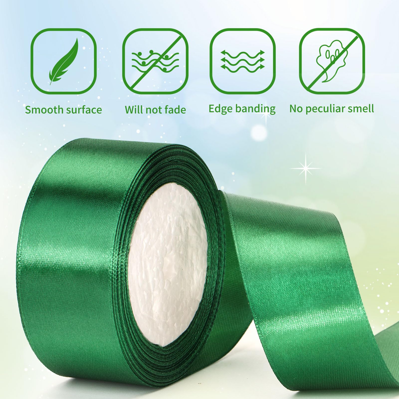 G2PLUS Dark Green Satin Ribbons 40mm: Decorative Gift Wrapping Ribbon for St Patrick's Day, Crafting, Party Decoration, 22m - Image 2
