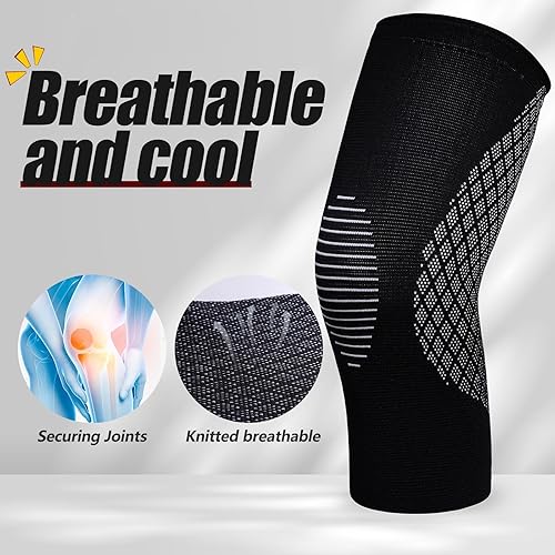 Miniatura 4 de KUBAO Paquete de 2 rodilleras para dolor de rodilla, manga de compresión de rodilla para hombres y mujeres, soporte de rodilla para desgarro de