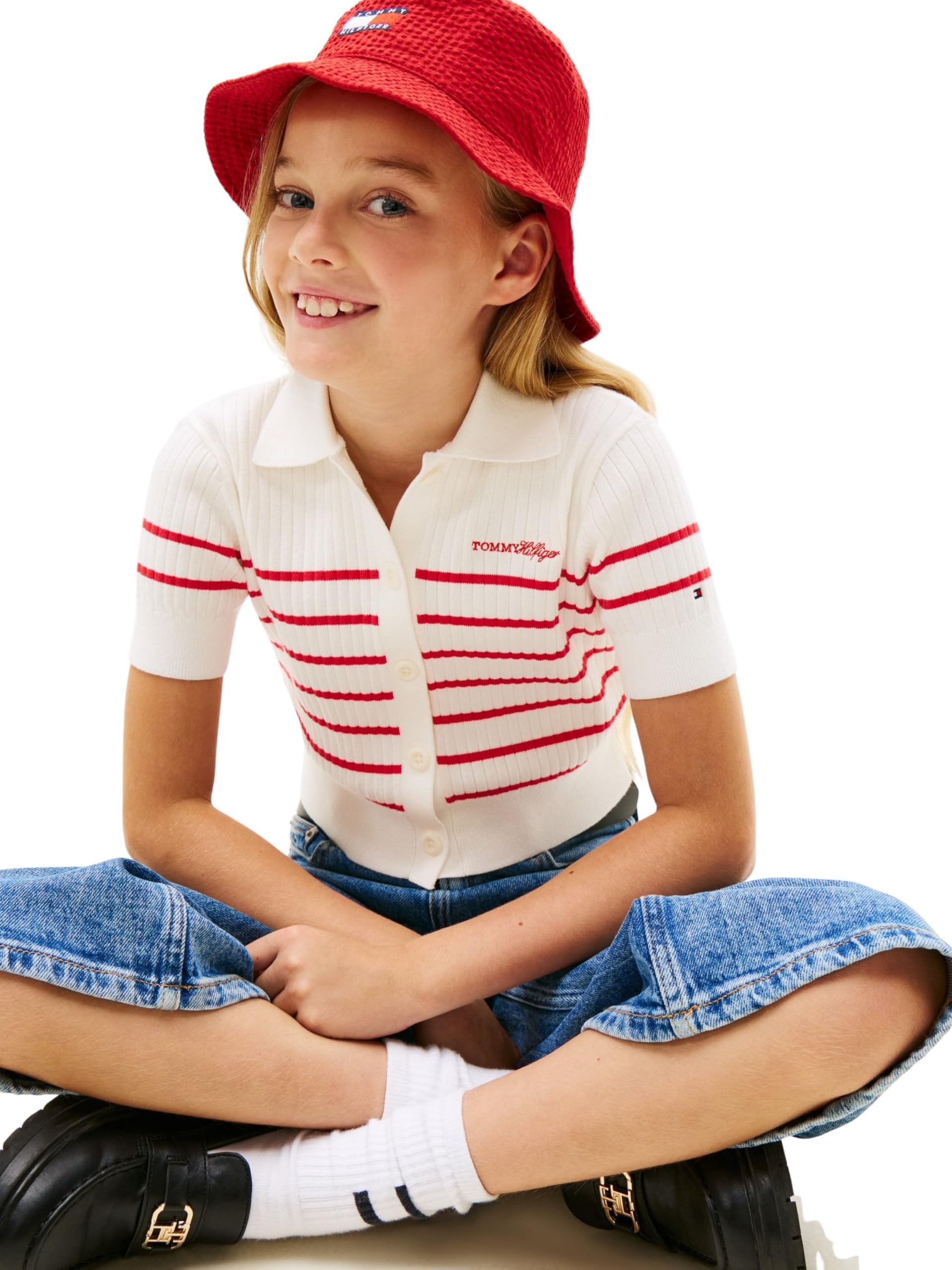 Tommy Hilfiger Sweater Rib Polo SS Kg0kg09379 Polo Bambine e Ragazze (Pacco da 1)