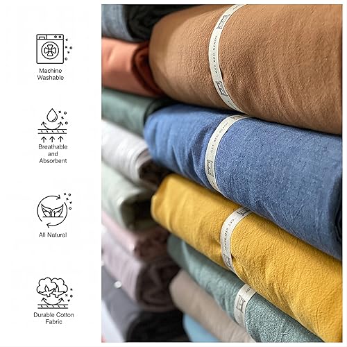 Miniatura 6 de Get Bed Ready Juego de funda de edredón casual de algodón lavado a la piedra, color sólido, estilo moderno, ropa de cama natural arrugada