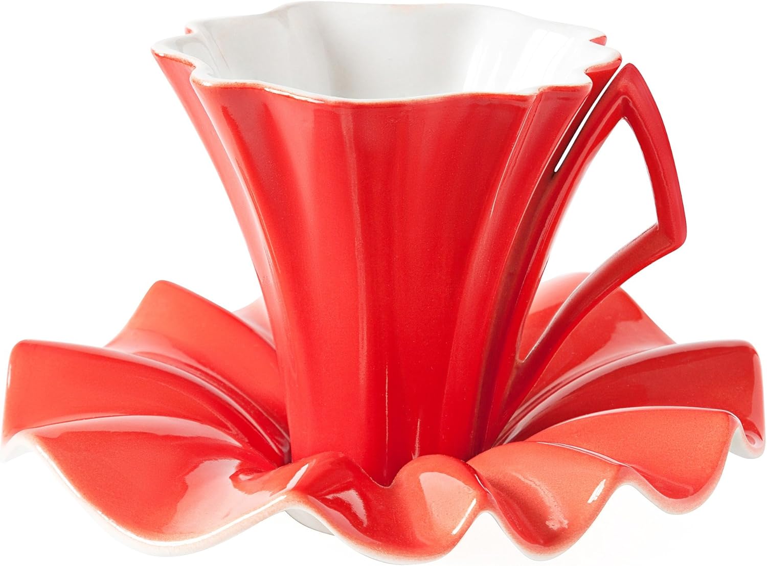 Coffee/Tea Cup with Saucer in Set "Lily". (Red) Cup & Saucer Sets
