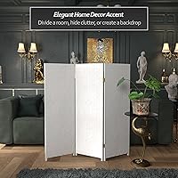 Vista 87 de Pantalla plegable de fibra tejida corta de 4 pies - Crema - 4 paneles